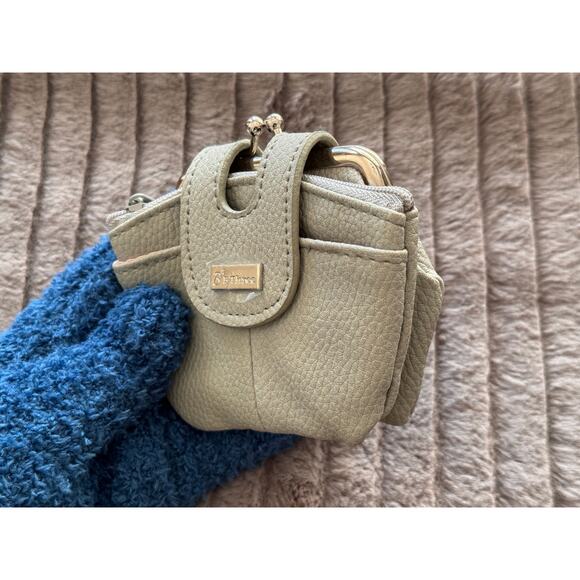 Unused Gray Mini Japanese Wallet with Kiss-Lock Gamaguchi Purse & Zip Pocket - Picture 2 of 7